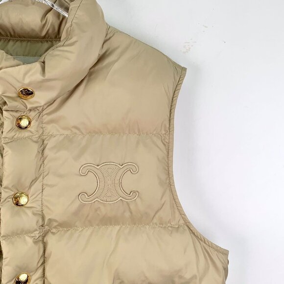 Celine Khaki “Arc de Triomphe” single-breasted sleeveless down vest - Picture 3 of 8